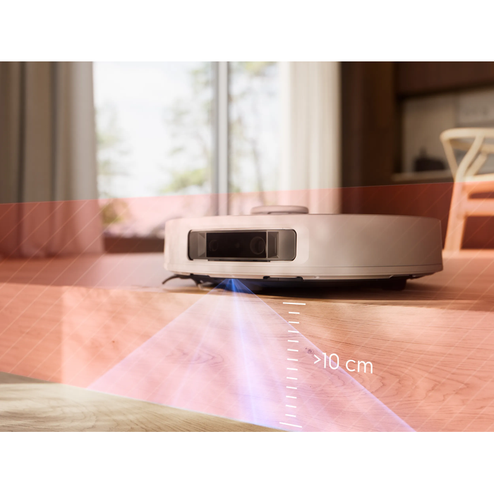 Inbuilt sensors stop the robot falling down steps – for worry-free cleaning on every floor. Disclaimer: Based on internal test according to QB/T 4833 - 2015 Drop proof test 
