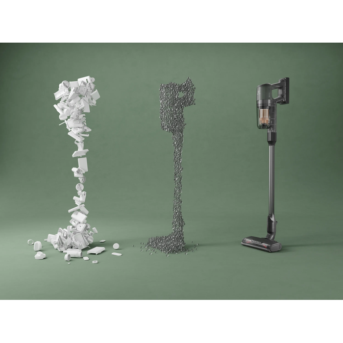 Cordless cleaner made with recycled materials, highlighting sustainability.