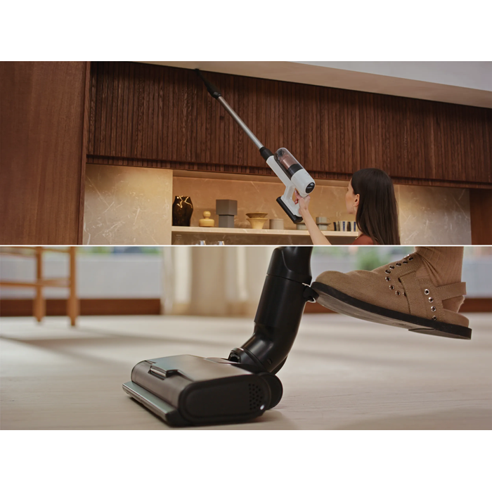 Switch nozzles effortlessly with the foot release – without bending down 