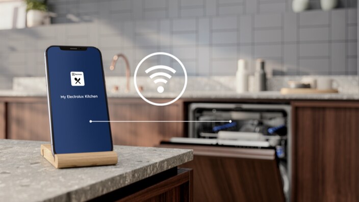 My Electrolux Kitchen app on smart phone