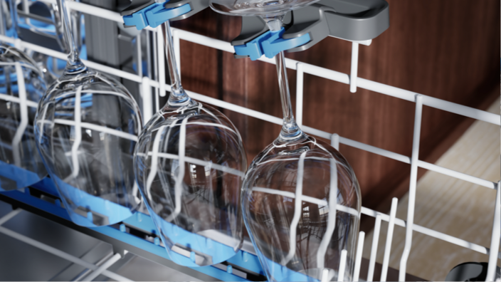 Wine glasses in dishwasher