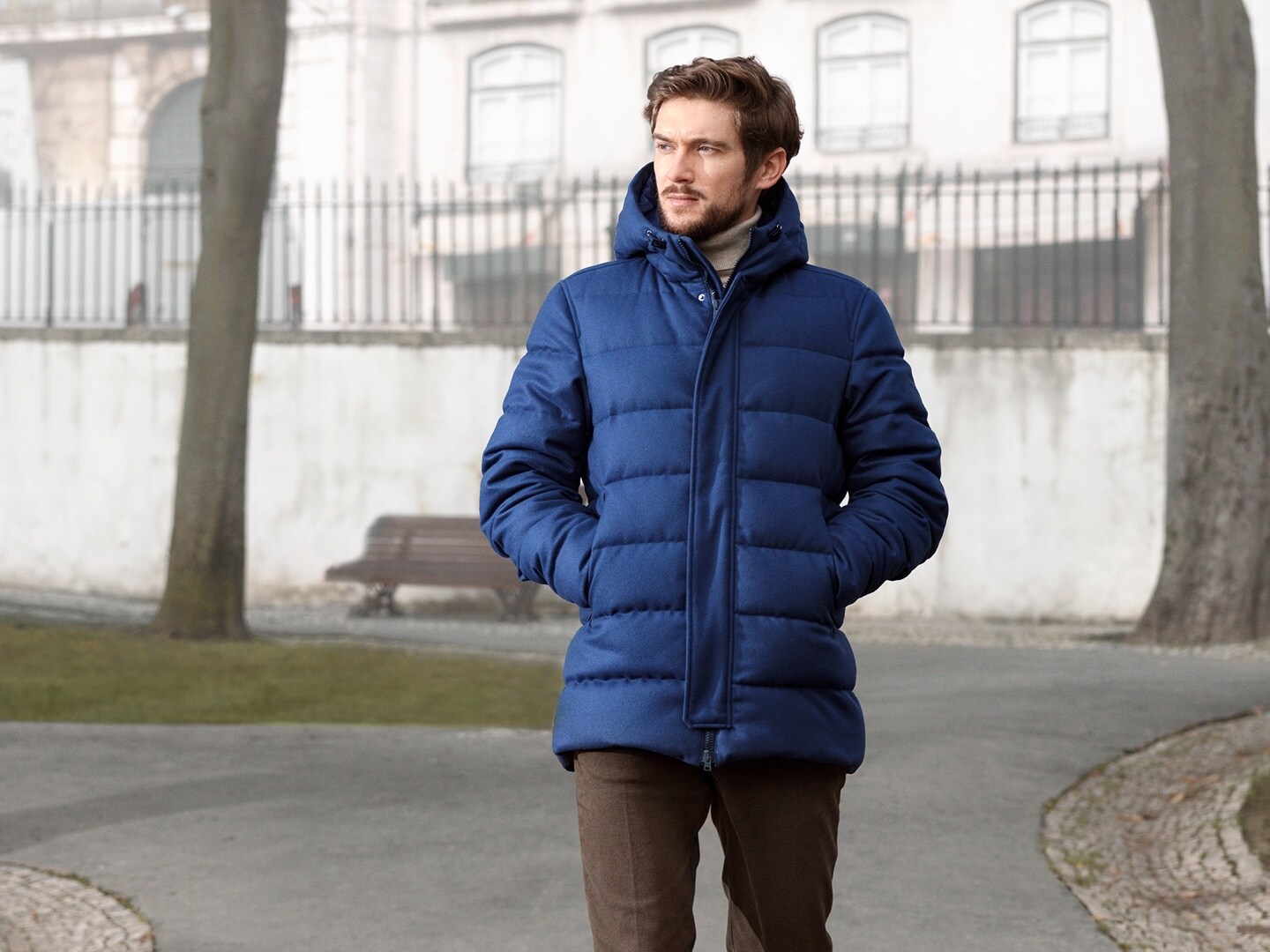 Man in duvet jacket