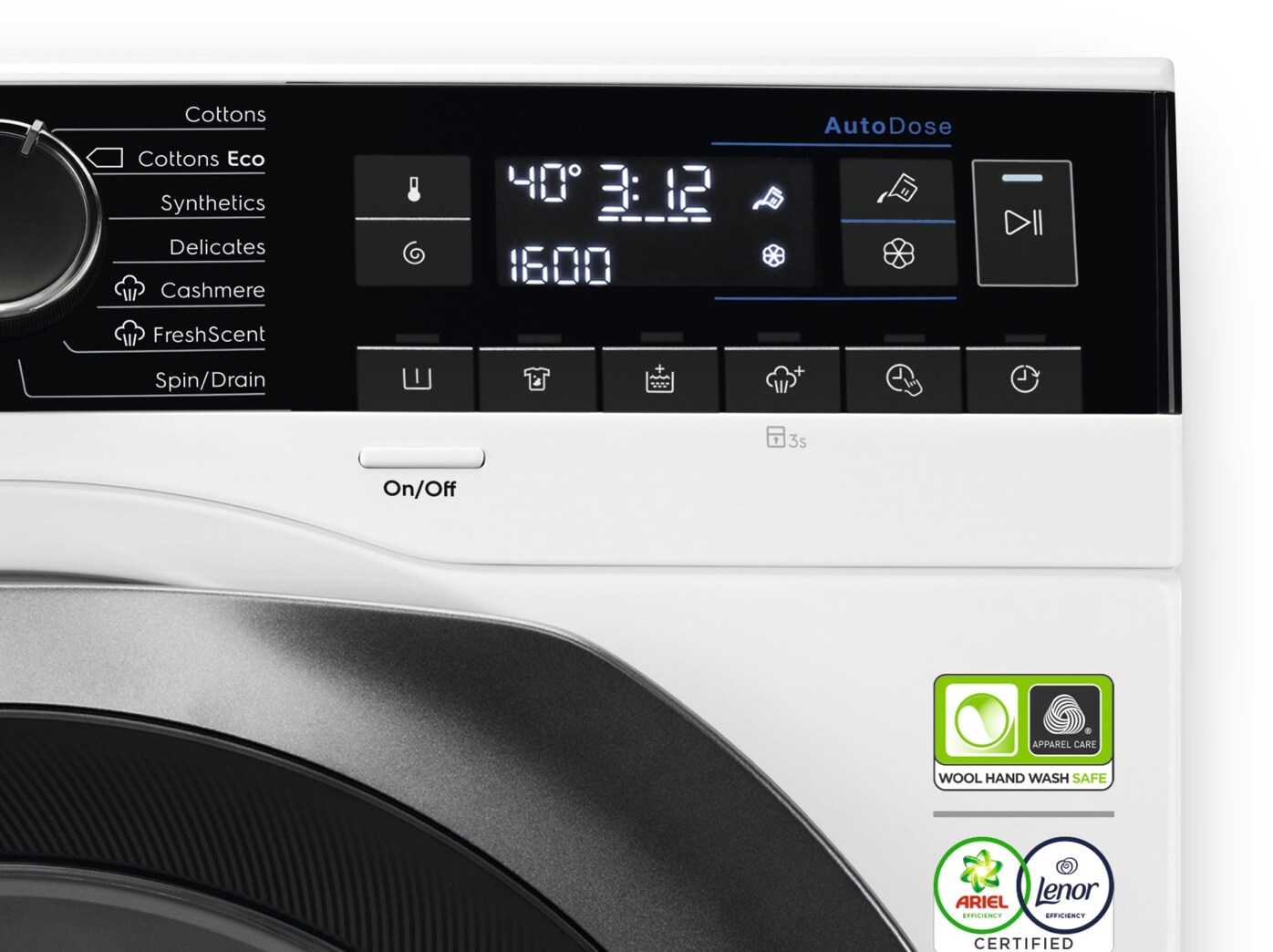 Washing machine display in close-up