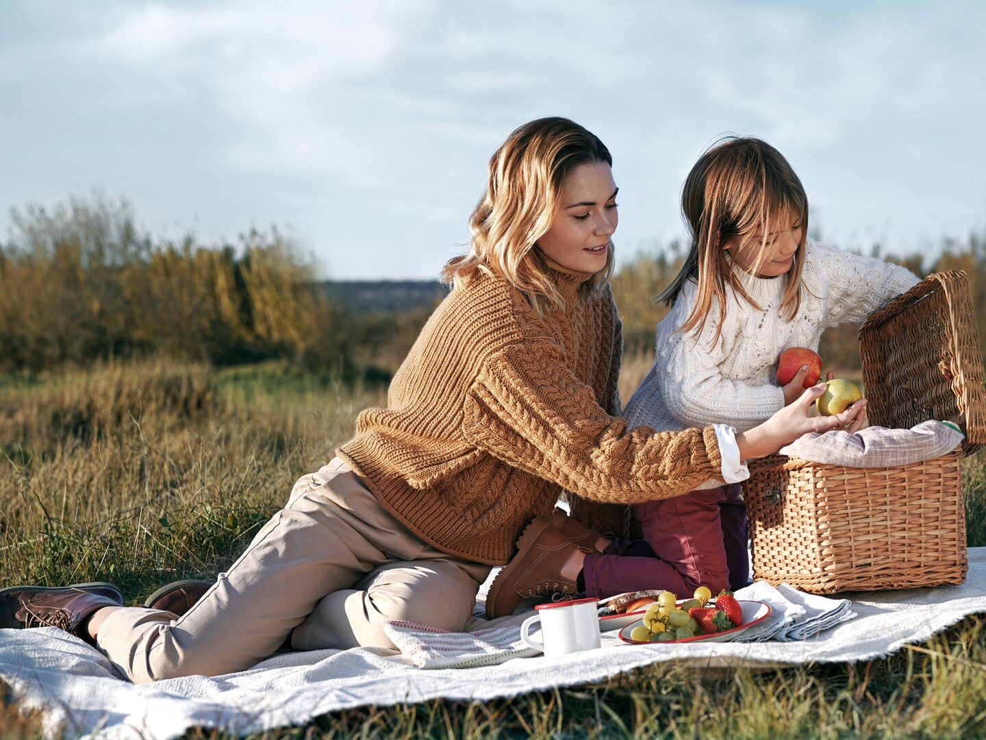 Family having picnic
