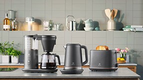 Coffee machine, kettle and a toaster