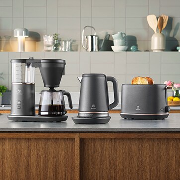 Coffee machine, kettle and a toaster
